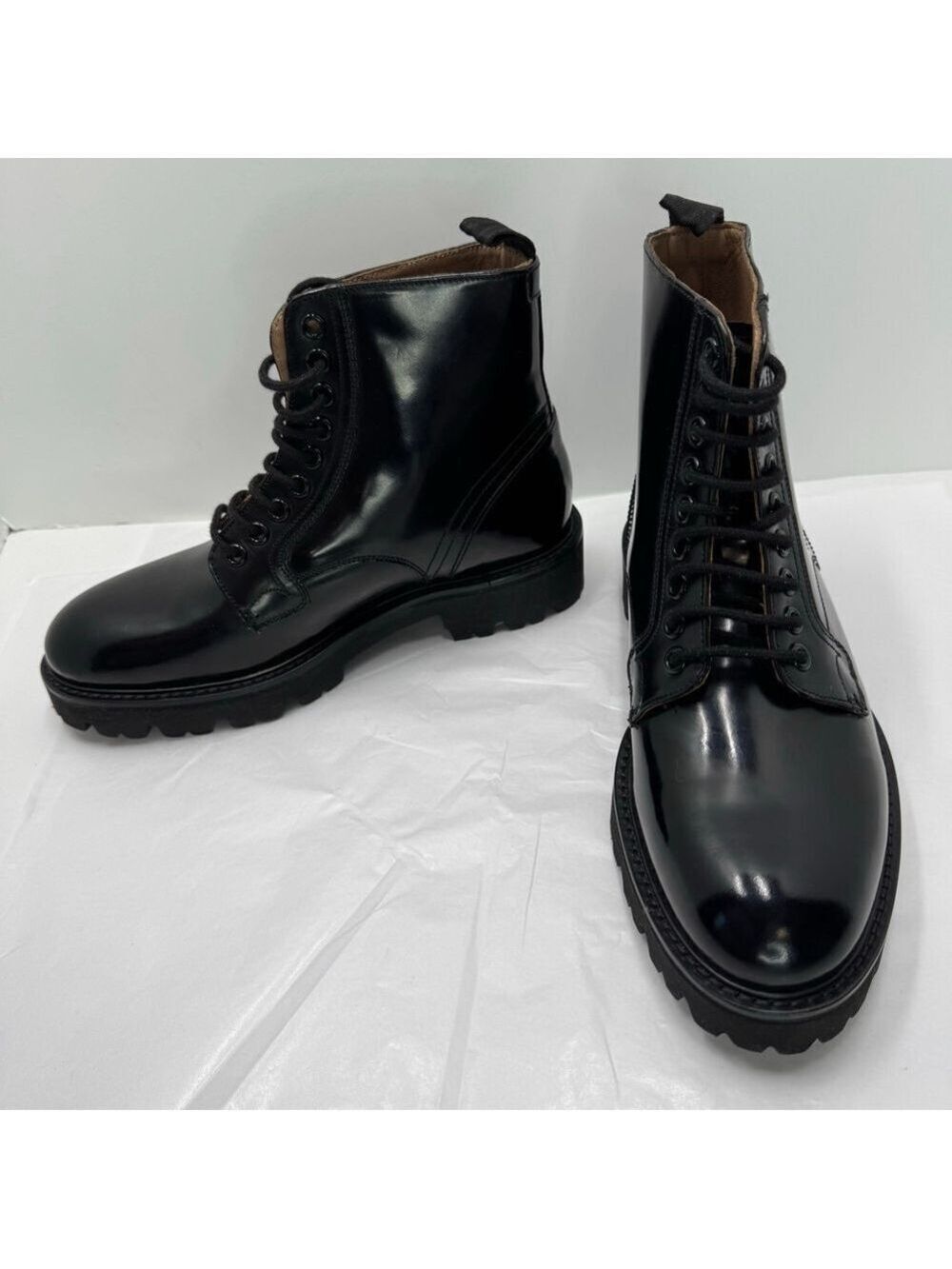 Designer Ted Baker Mascy Ankle Boot Black Leather Lace Up Flat Women's 7 NWOB